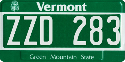 VT license plate ZZD283