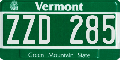 VT license plate ZZD285