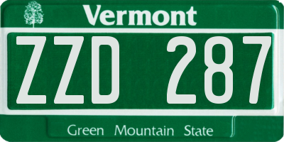 VT license plate ZZD287