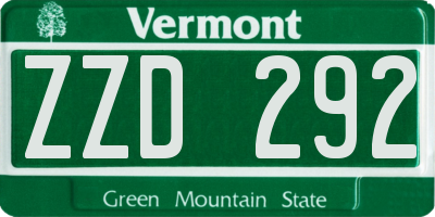 VT license plate ZZD292