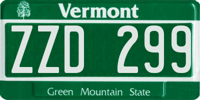 VT license plate ZZD299