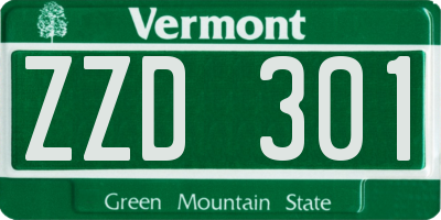 VT license plate ZZD301