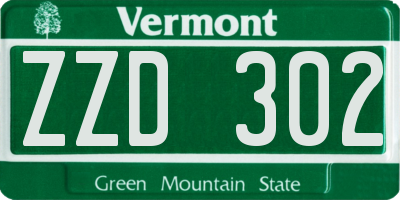 VT license plate ZZD302
