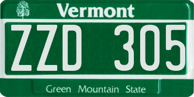 VT license plate ZZD305
