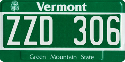 VT license plate ZZD306