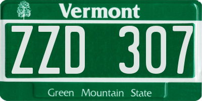 VT license plate ZZD307