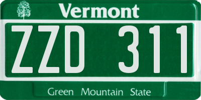VT license plate ZZD311