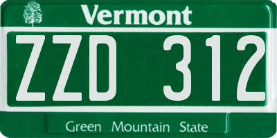 VT license plate ZZD312