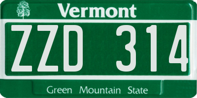 VT license plate ZZD314