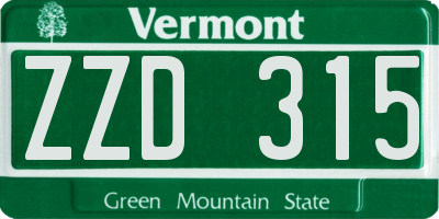 VT license plate ZZD315