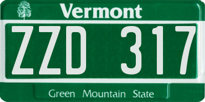 VT license plate ZZD317