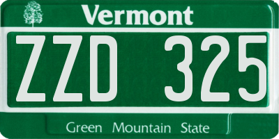 VT license plate ZZD325