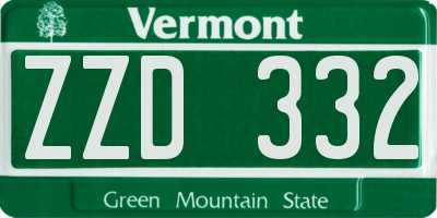 VT license plate ZZD332