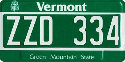 VT license plate ZZD334