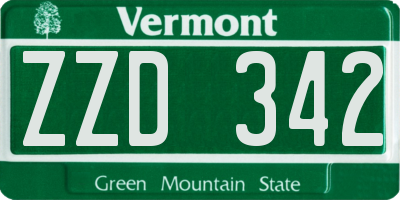 VT license plate ZZD342