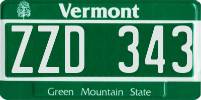 VT license plate ZZD343