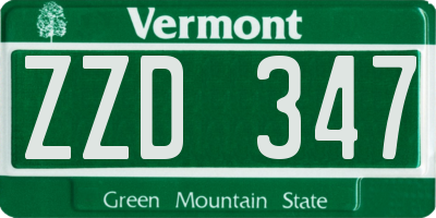 VT license plate ZZD347