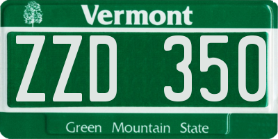 VT license plate ZZD350