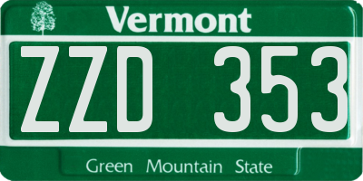 VT license plate ZZD353