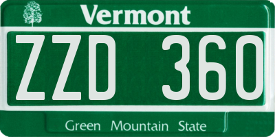 VT license plate ZZD360