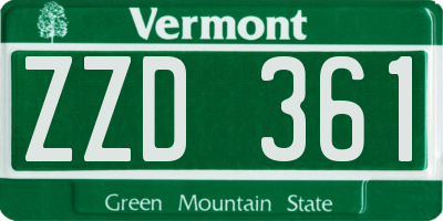 VT license plate ZZD361