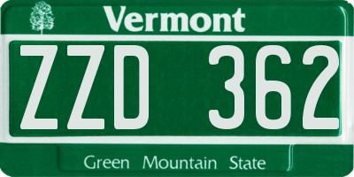 VT license plate ZZD362