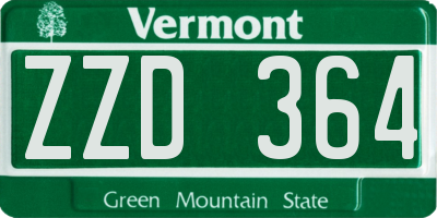 VT license plate ZZD364