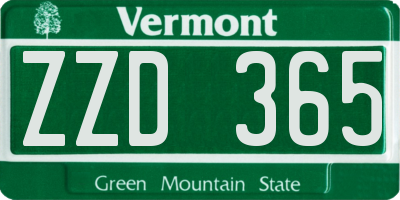 VT license plate ZZD365