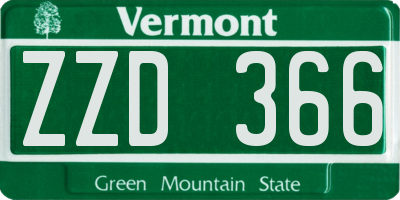 VT license plate ZZD366