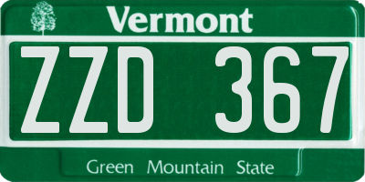 VT license plate ZZD367