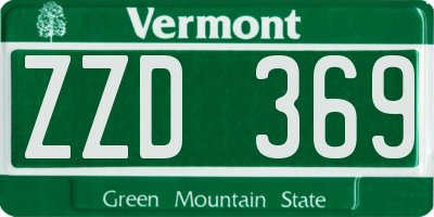 VT license plate ZZD369