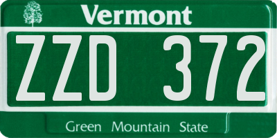 VT license plate ZZD372