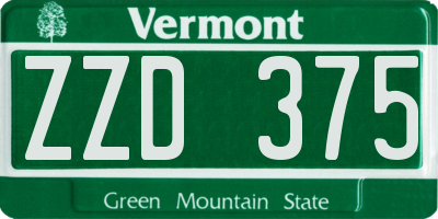 VT license plate ZZD375