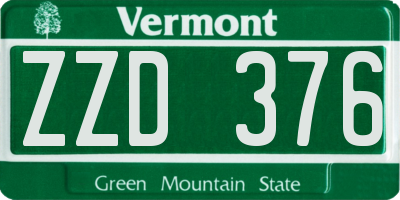 VT license plate ZZD376