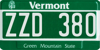 VT license plate ZZD380
