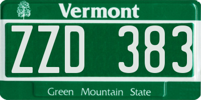 VT license plate ZZD383