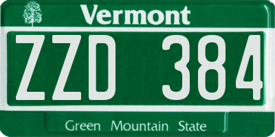 VT license plate ZZD384