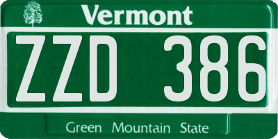 VT license plate ZZD386