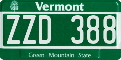 VT license plate ZZD388