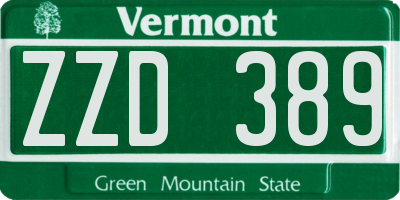 VT license plate ZZD389