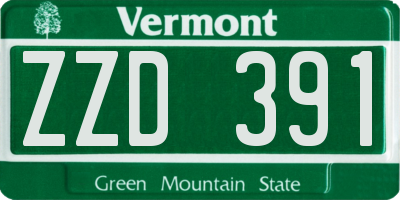VT license plate ZZD391
