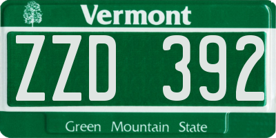 VT license plate ZZD392