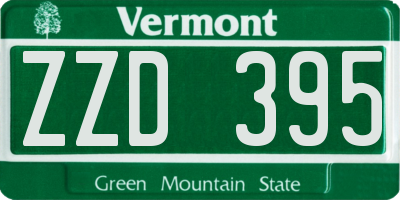 VT license plate ZZD395