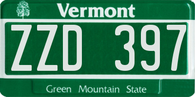 VT license plate ZZD397