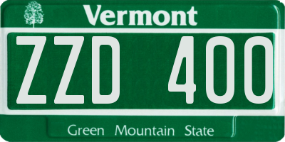 VT license plate ZZD400