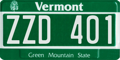 VT license plate ZZD401