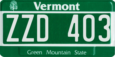 VT license plate ZZD403