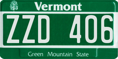 VT license plate ZZD406