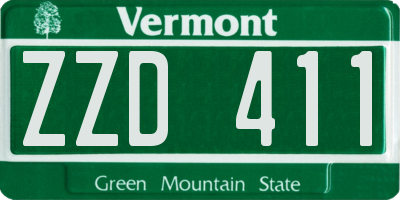 VT license plate ZZD411
