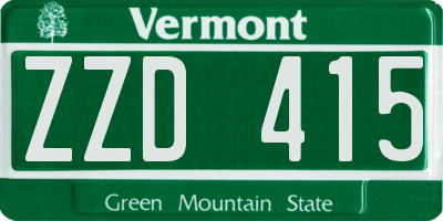 VT license plate ZZD415